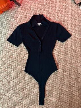 Love Tree Black Ribbed Polo-Style Kids One-Piece Bodysuit